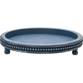 KULEDM blue beaded edge tray for stylish living room and dining table decor.