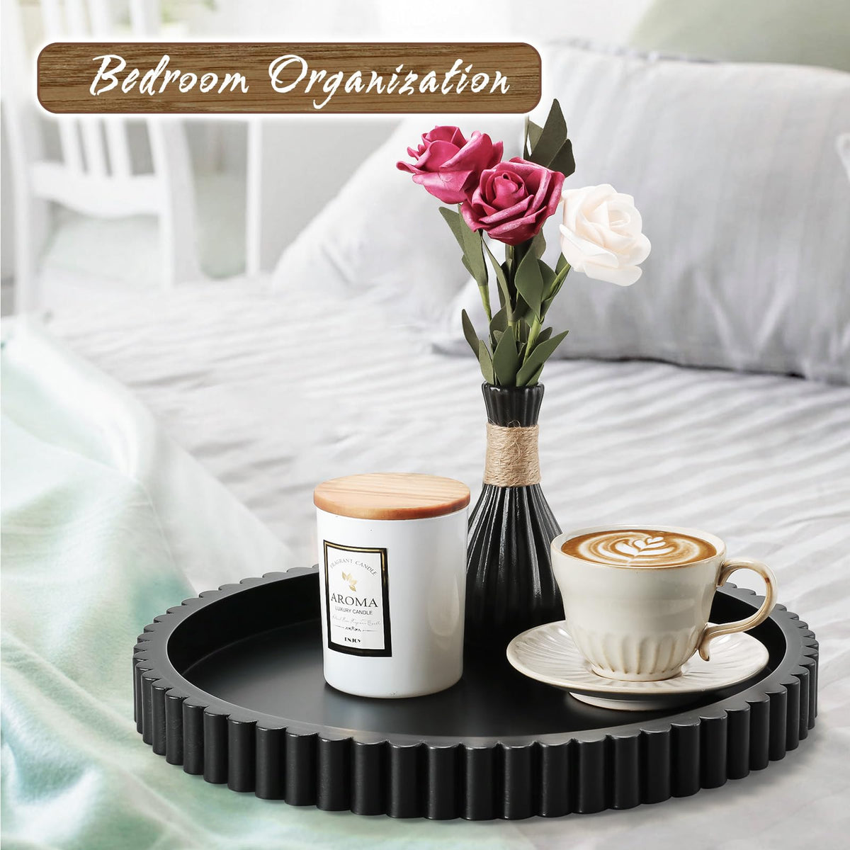 KULEDM candle tea tray suitable for dining table or entryway decor.