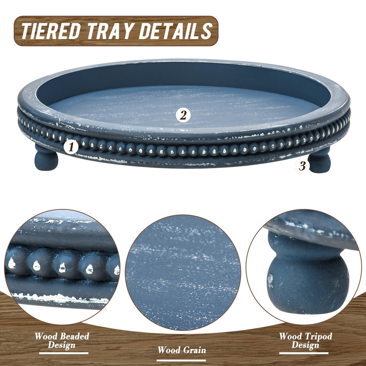 KULEDM dining-entry blue round tray for entryways and surfaces.