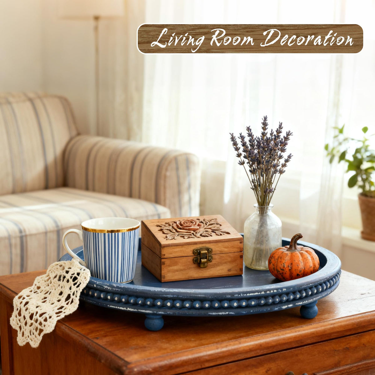 KULEDM round tray fits shelves and consoles for tidy surfaces.