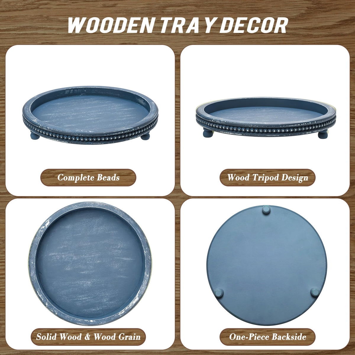 KULEDM solid wood tray adds texture to dresser and living areas.