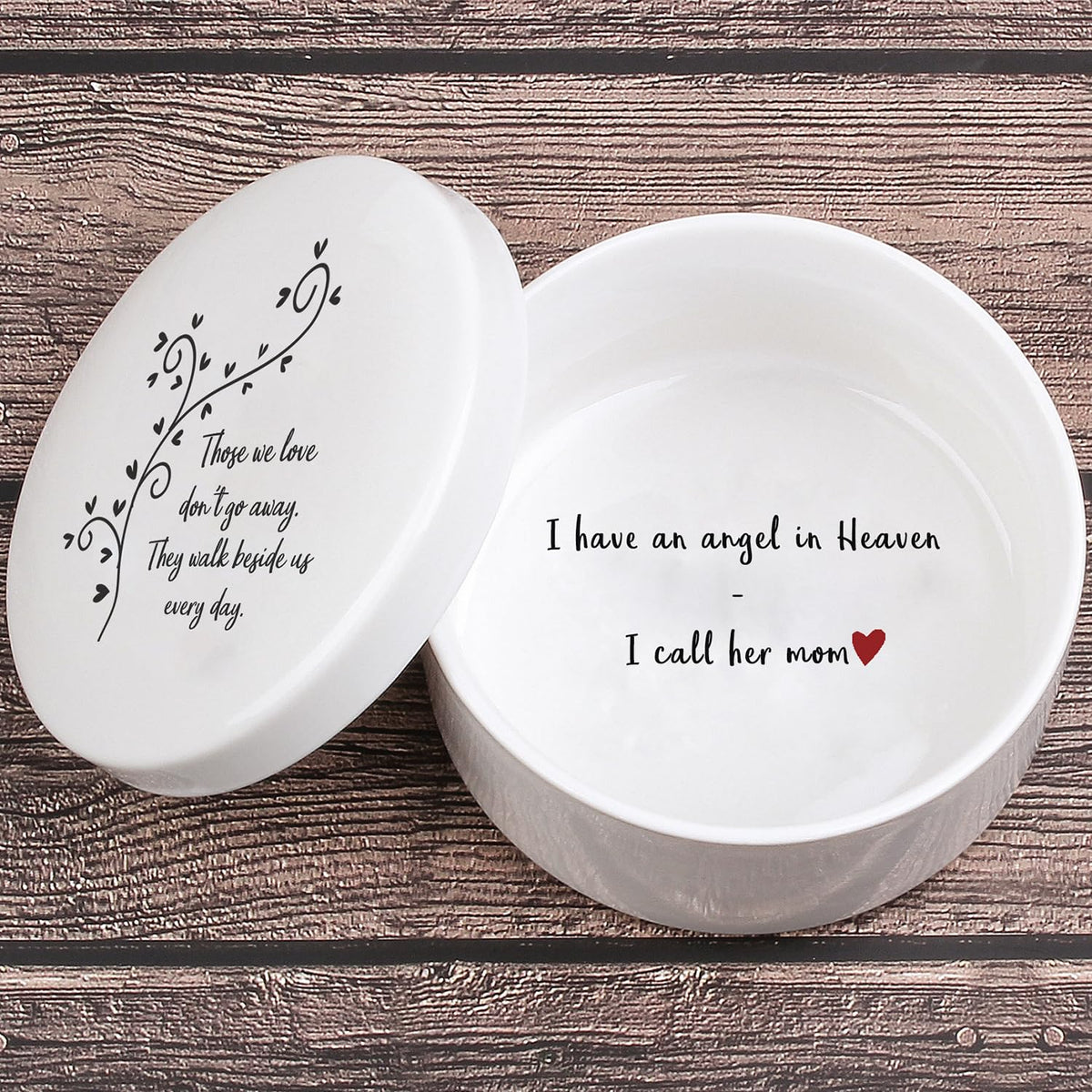 kullder sympathy mom in heaven box lid with clear remembrance text.