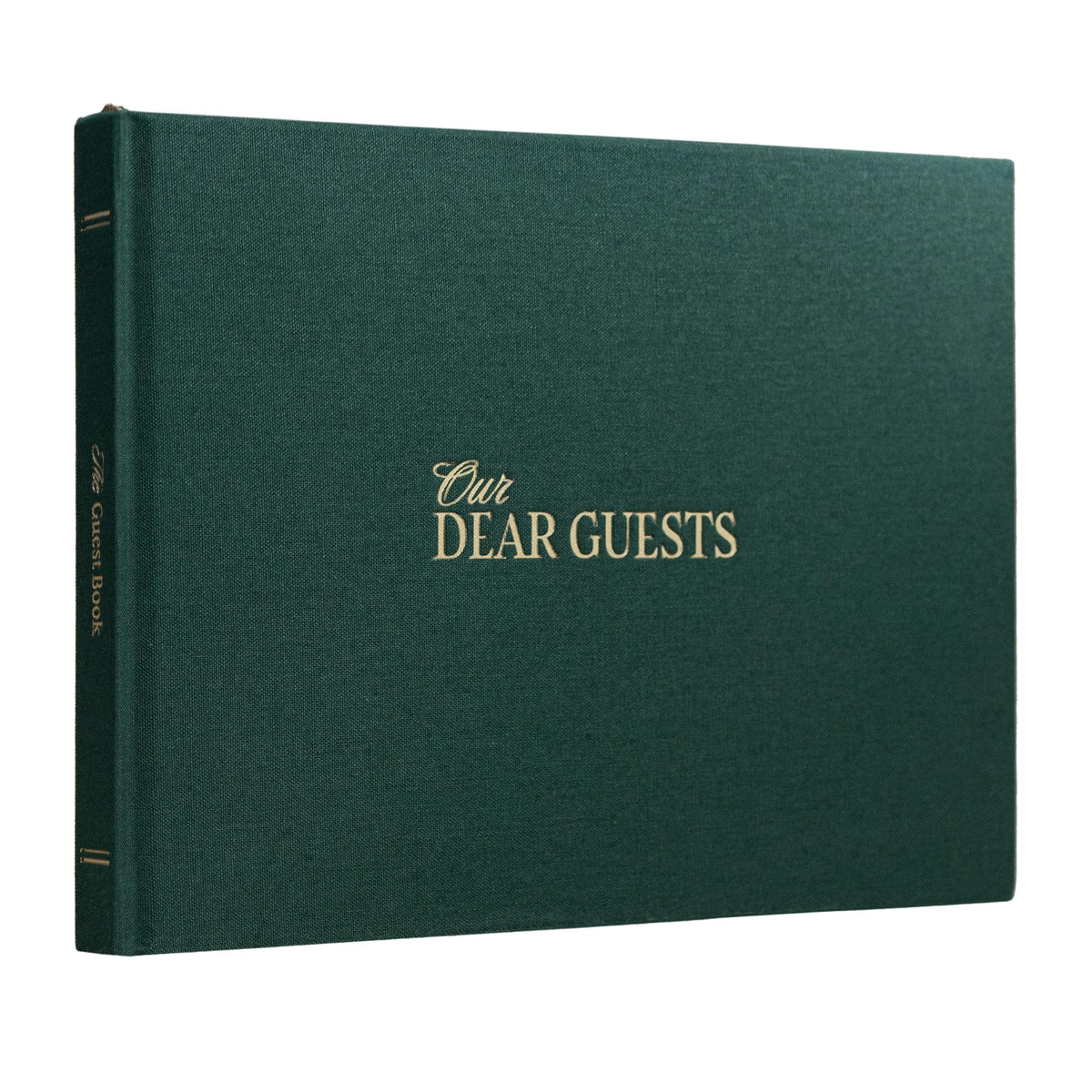 Kunitsa Co. evergreen cover wedding guest book front view, timeless and inviting.