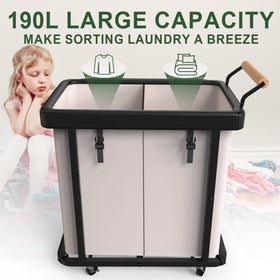 Kunlabori 2-section laundry hamper with a sturdy metal frame