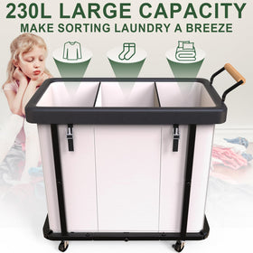 Kunlabori 3-section laundry sorter with wheels — easy transport in busy homes.