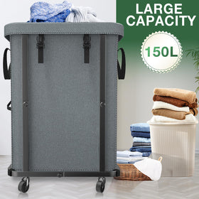 Kunlabori laundry cart with lid offering secure laundry storage.
