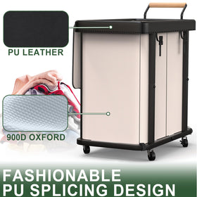 Kunlabori white laundry hamper with four wheels for easy transport