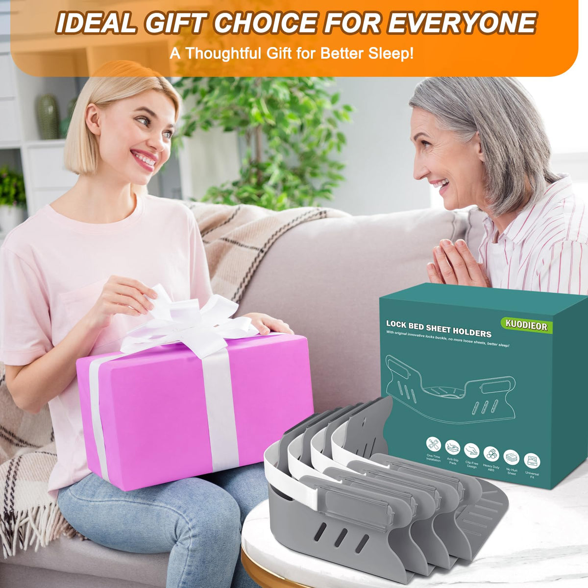 Sheets stay flat and wrinkle-free with the KUODIEOR system.