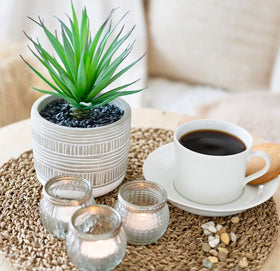 Kurrajong Farmhouse artificial greenery shelf display brings instant charm.