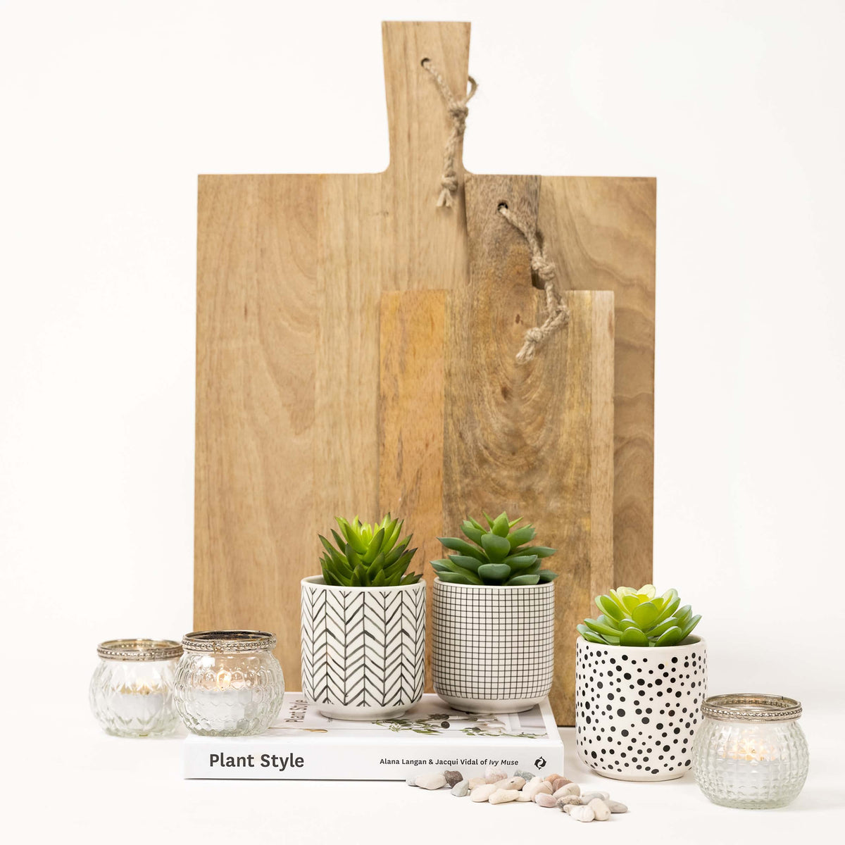 Kurrajong Farmhouse mini succulents on kitchen counter for easy styling.