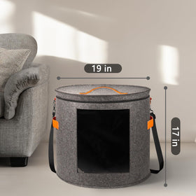 Kushon round hat organizer with transparent window for quick visibility of contents.