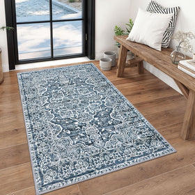 KUTA 3x5 entryway rug with non-slip backing for safe hardwood floors.