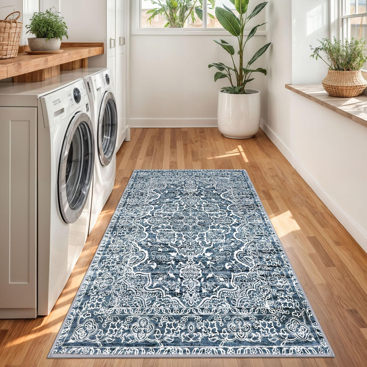 KUTA medallion tribal pattern rug enhances space with warm texture.