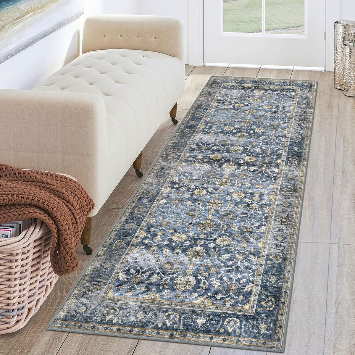 KUTA Vintage Washable Runner fabric close-up shows soft texture and durable print.