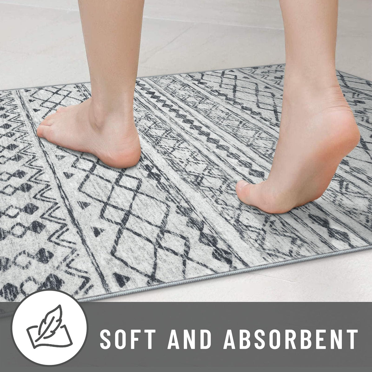 KUTA washable runner rug 2x6 Moroccan farmhouse pattern detail