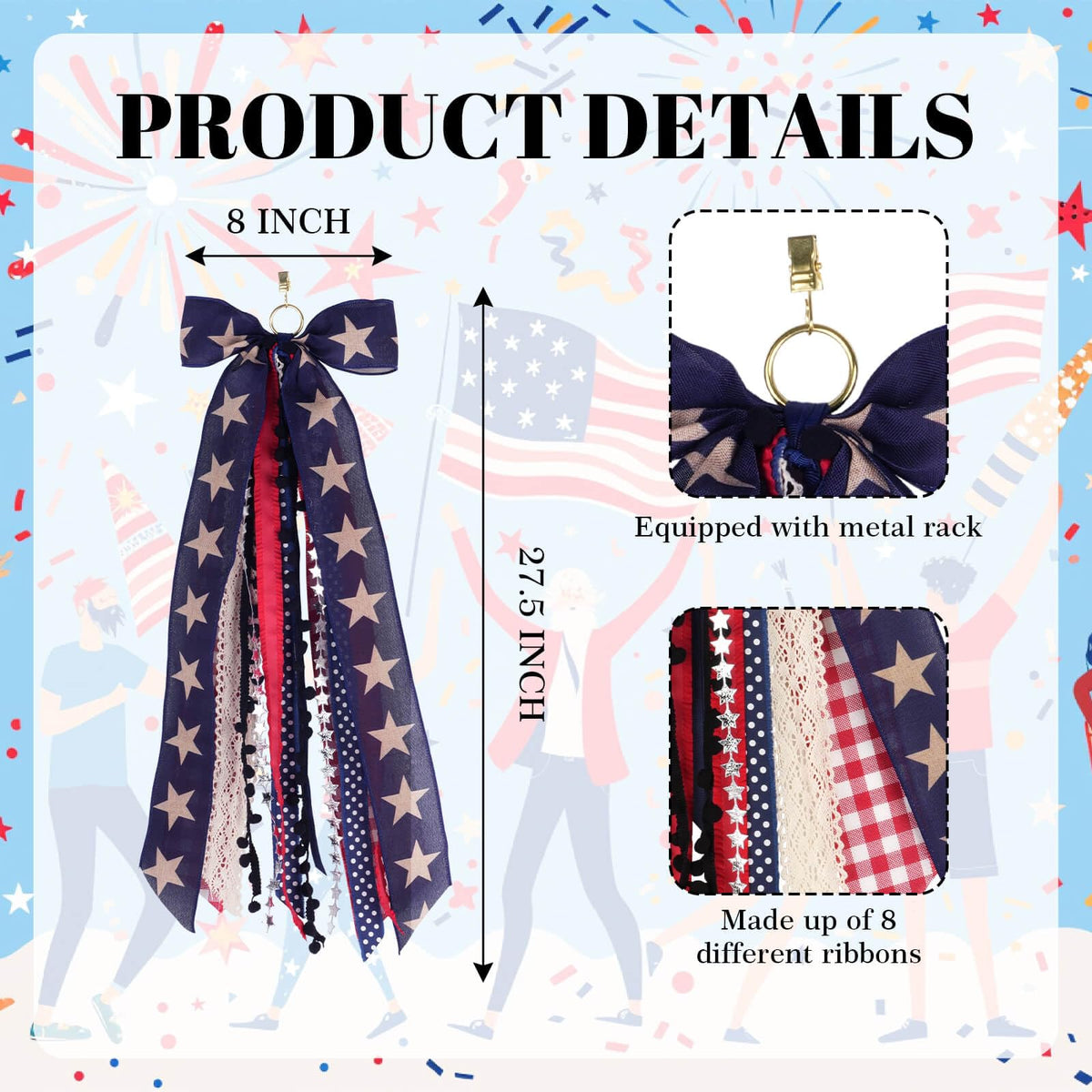 Kutyndrix 8 ribbon Americana bow adds texture and festive depth