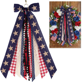 Kutyndrix front door wreath sash displaying bold 24.4-inch drape for curb appeal