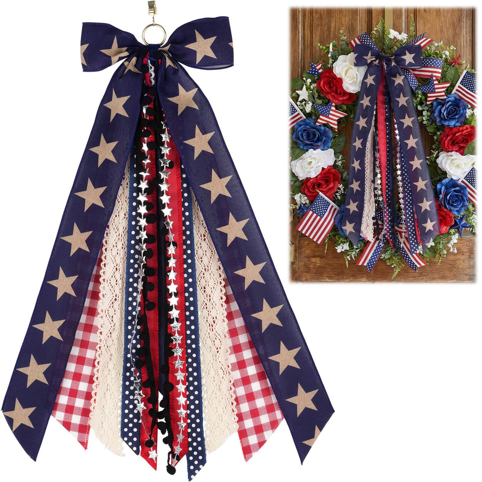 Kutyndrix front door wreath sash displaying bold 24.4-inch drape for curb appeal
