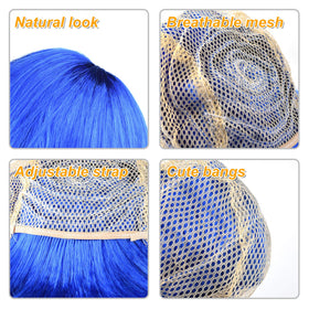 KUUQA neon short bob wig green for festival outfits and bold style