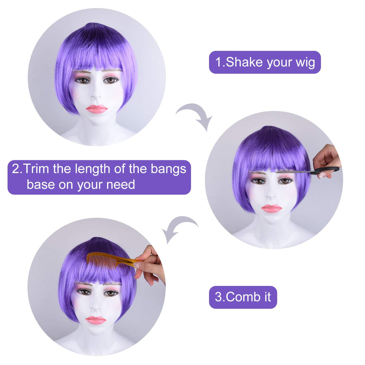KUUQA neon short bob wig yellow for bachelorette photos and neon parties
