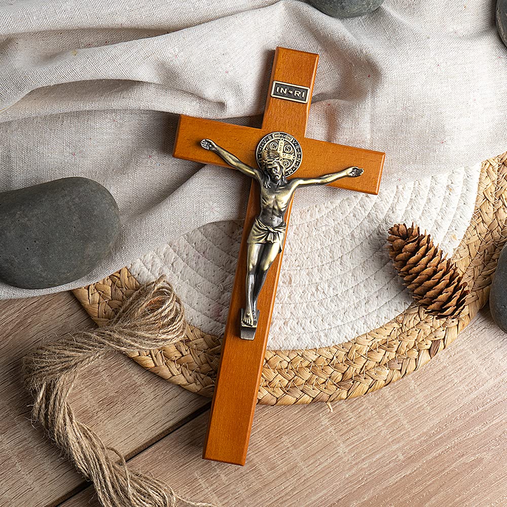 KUXBET antique gold crucifix detail elevates hallway or entryway