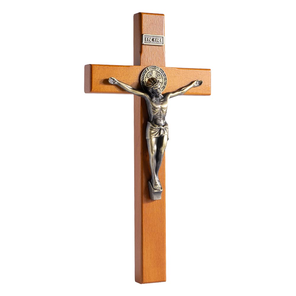 KUXBET golden oak 10-inch cross wall decor for stylish living rooms