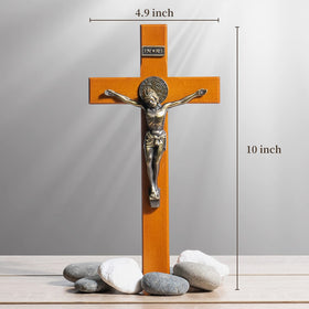 KUXBET wall cross hanging in living room creates serene ambiance