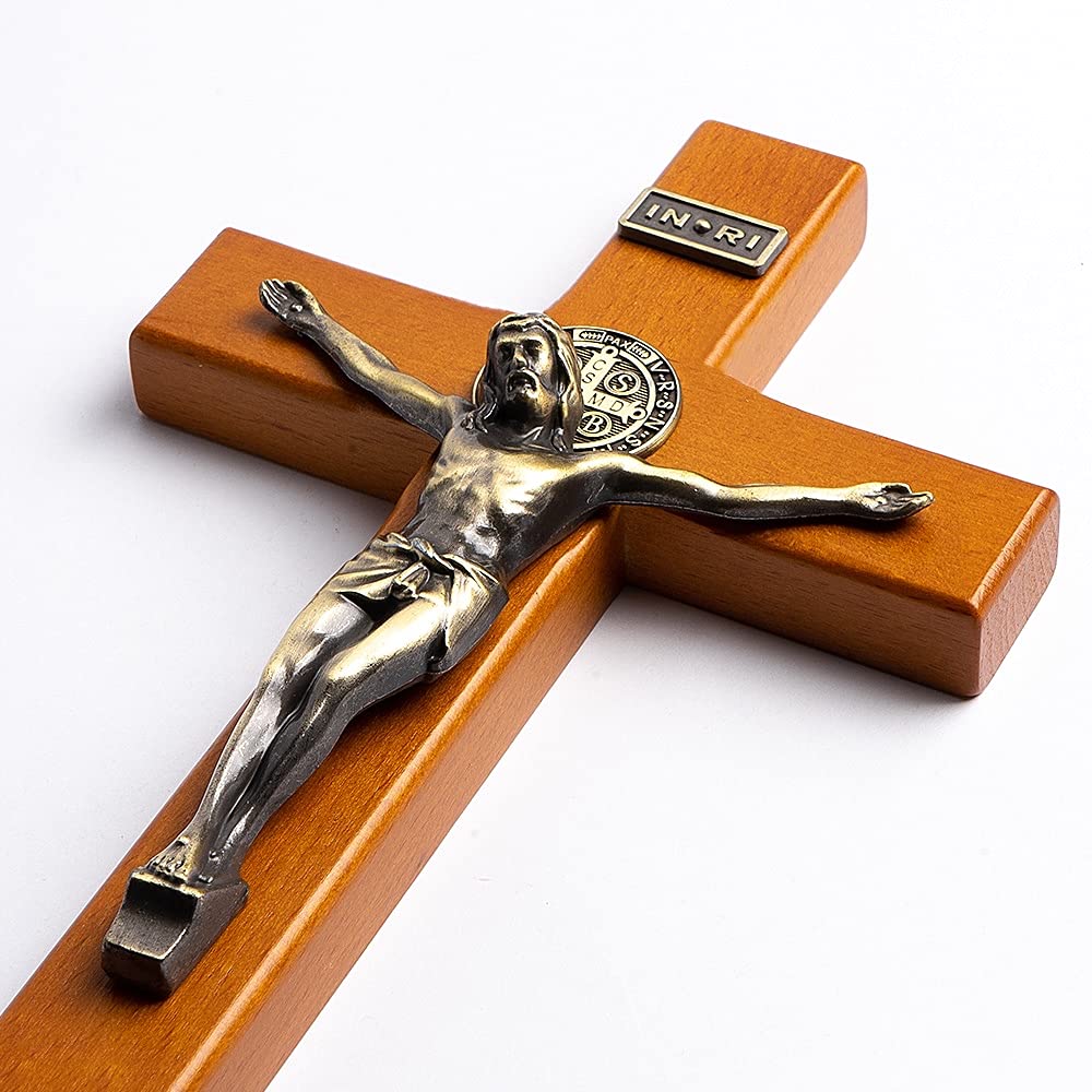 KUXBET wooden cross with Jesus figure adds timeless focal point