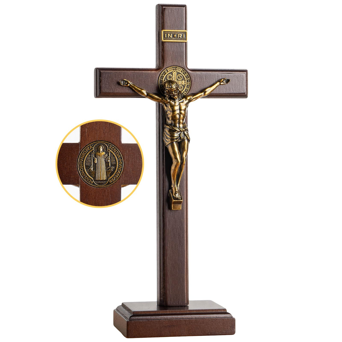 KUXBET wooden crucifix cross 10inch for a peaceful living room display