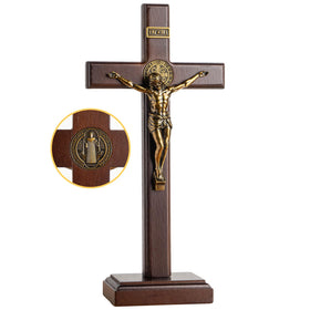 KUXBET wooden crucifix cross 10inch for a peaceful living room display