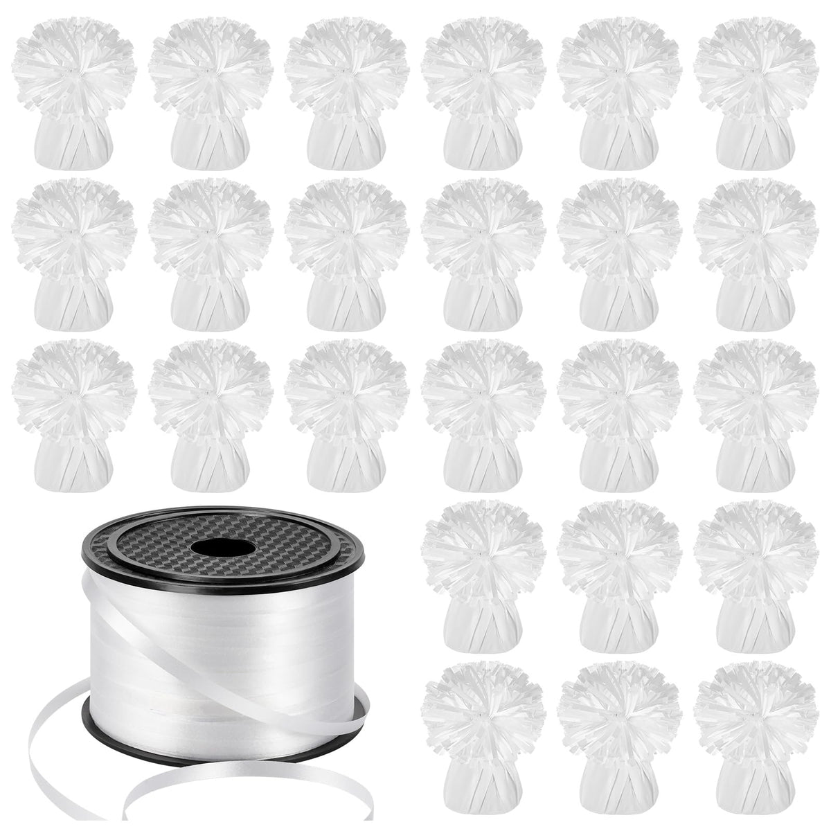 KVCSYAW 24-pc balloon weights with metallic anchor keep balloons anchored on tables.