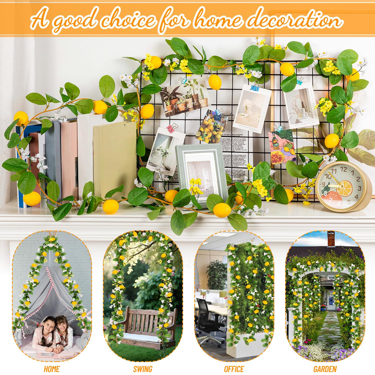 Easy to hang lemon garland for mantels, doors, and ceilings.