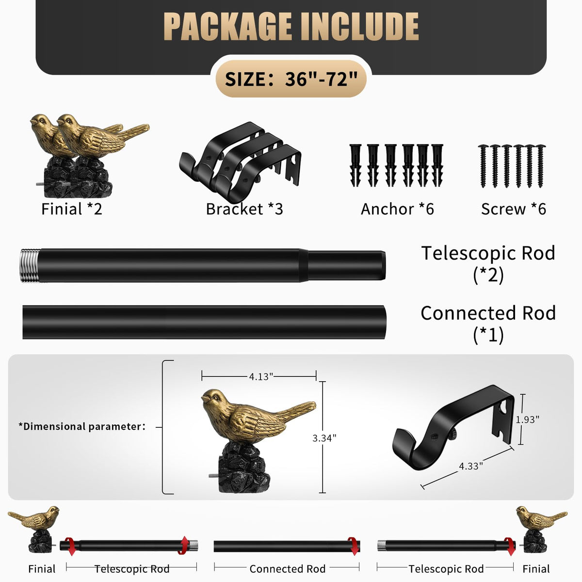 KVEEO living room setup with the gold curtain rod accent