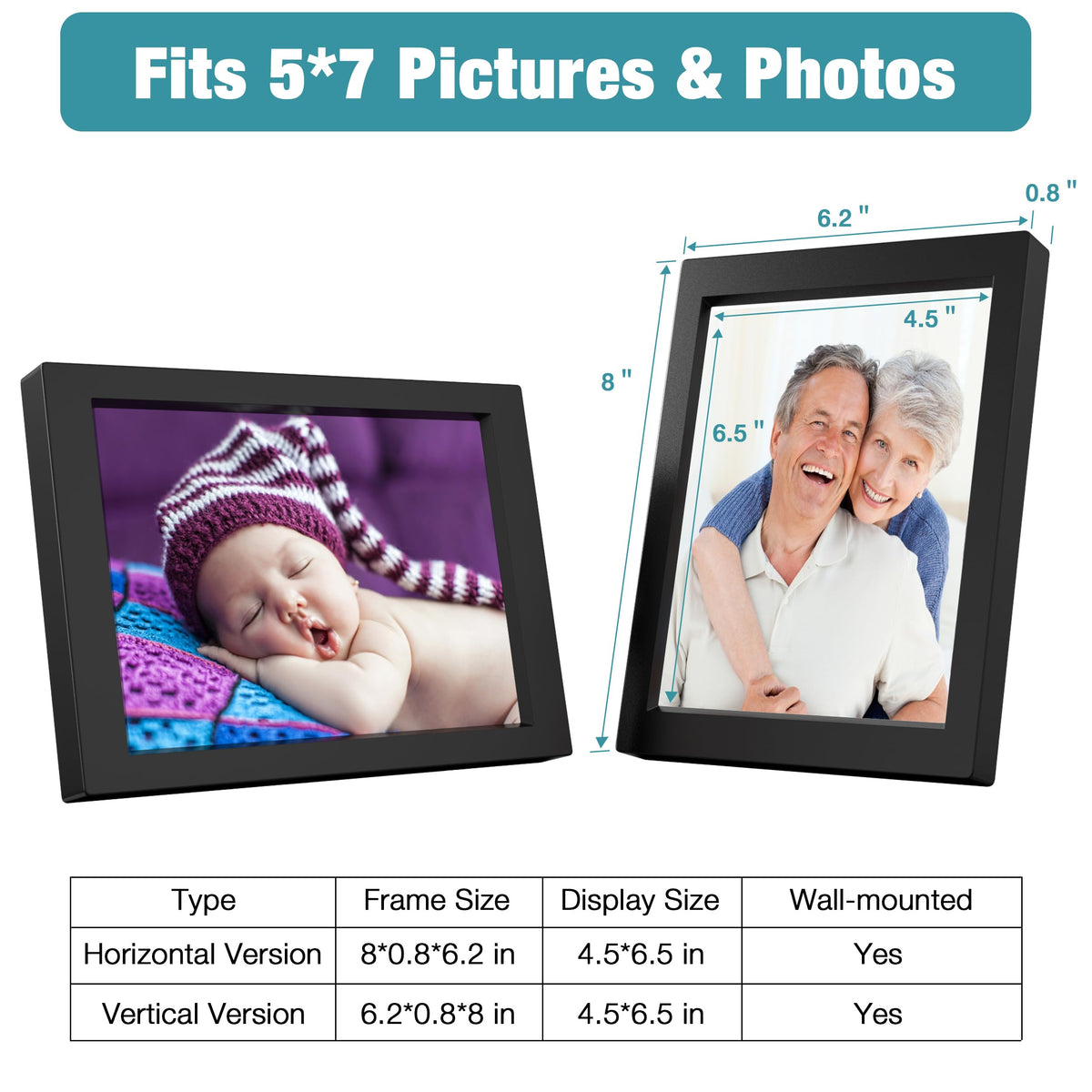 KWANWA 5x7 photo insertion area ready to display a 5x7 print