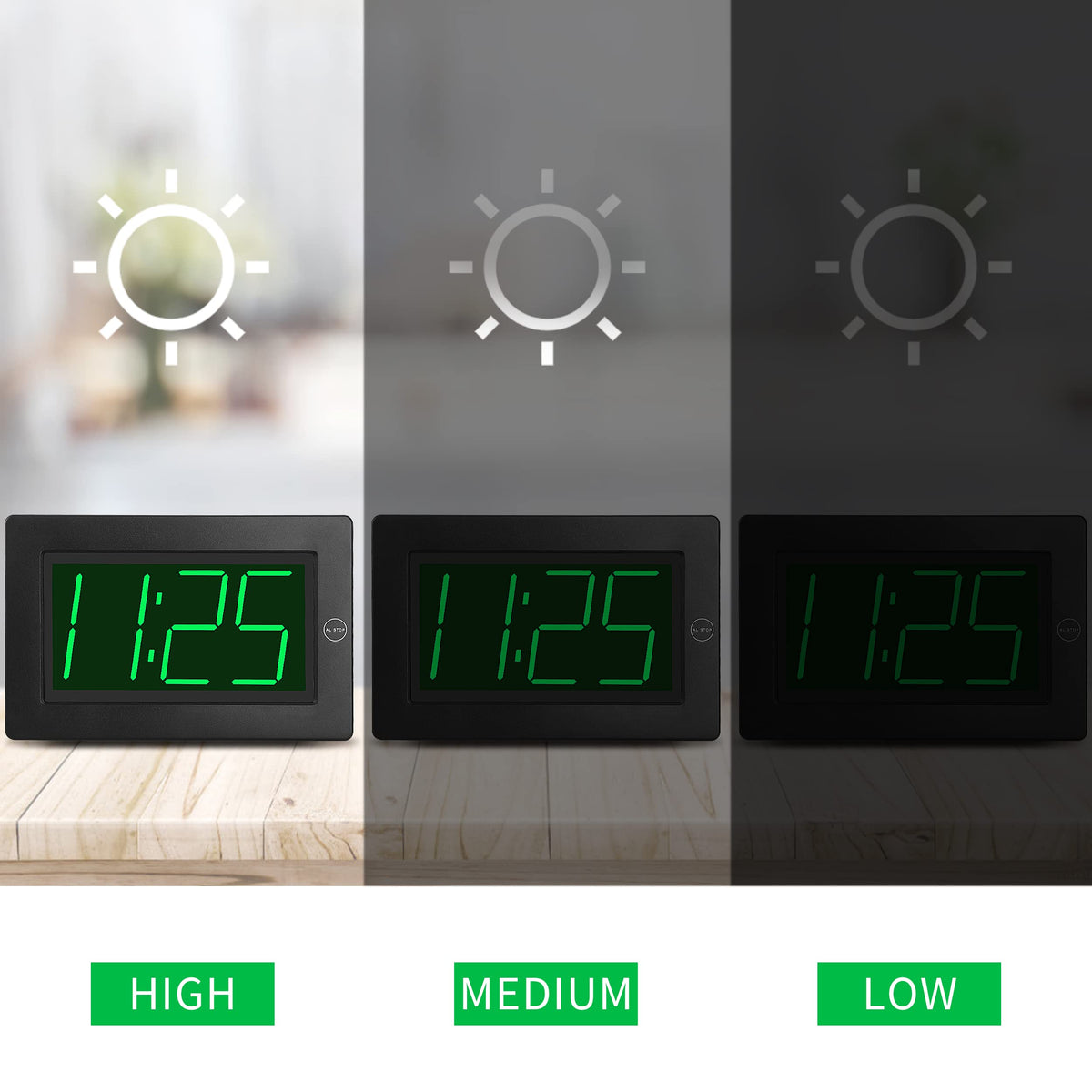 KWANWA alarm clock with gentle wake-up and short duration tones