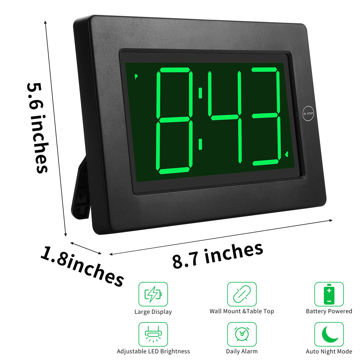 KWANWA battery-powered clock for cordless placement anywhere