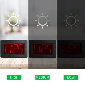 KWANWA large digital alarm clock display closeup highlights bright, clear numerals day and night