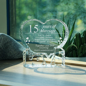 KWOOD heart crystal closeup laser engraving shows craftsmanship.