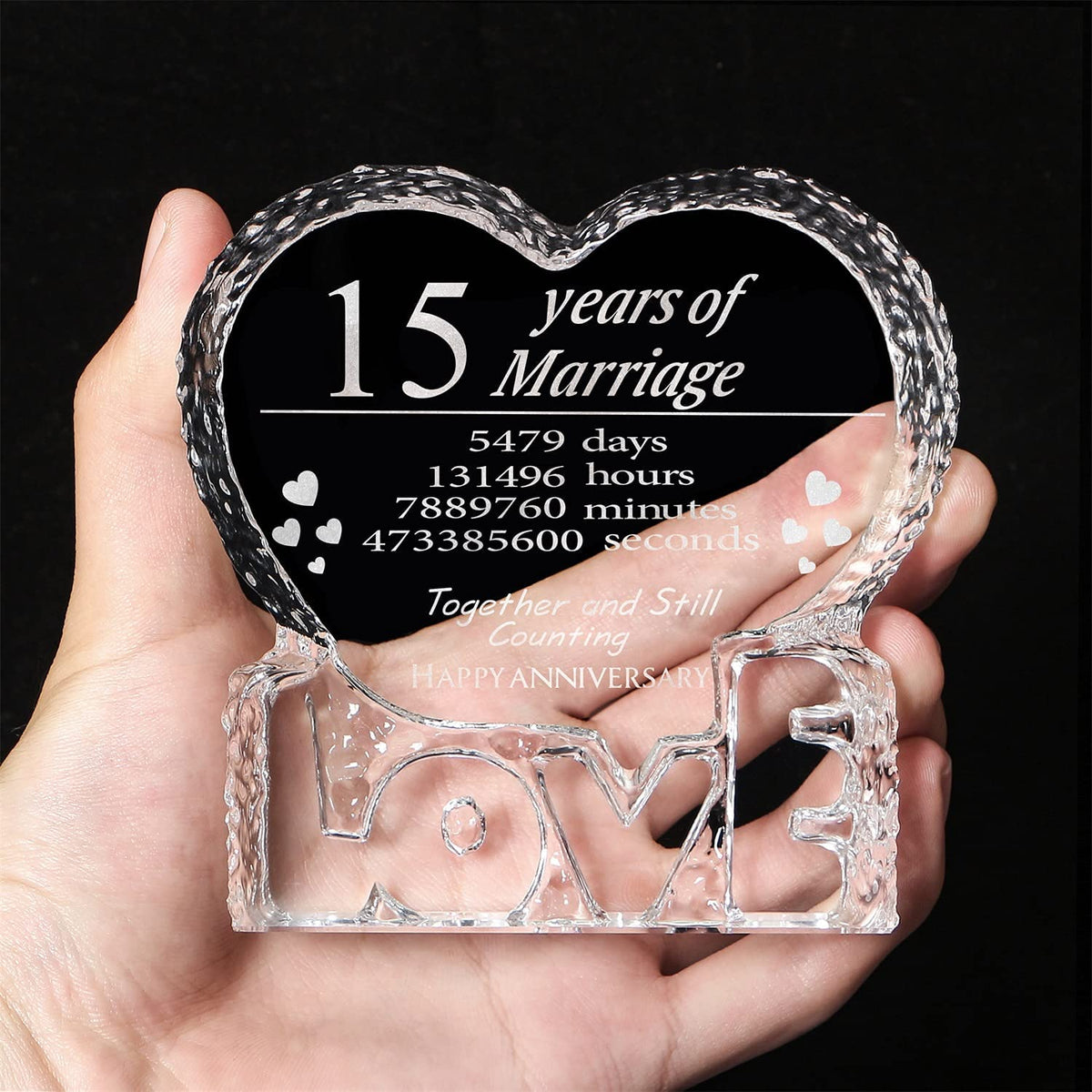 KWOOD heart crystal tabletop display, elegant home decor.