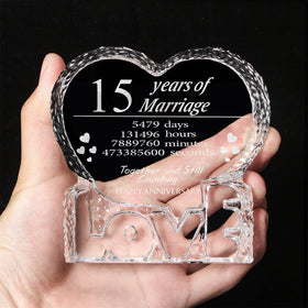 KWOOD heart crystal tabletop display, elegant home decor.
