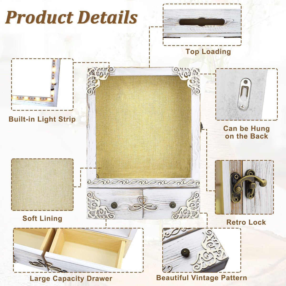 KWYADLUO warm display case for wedding memories and gifts