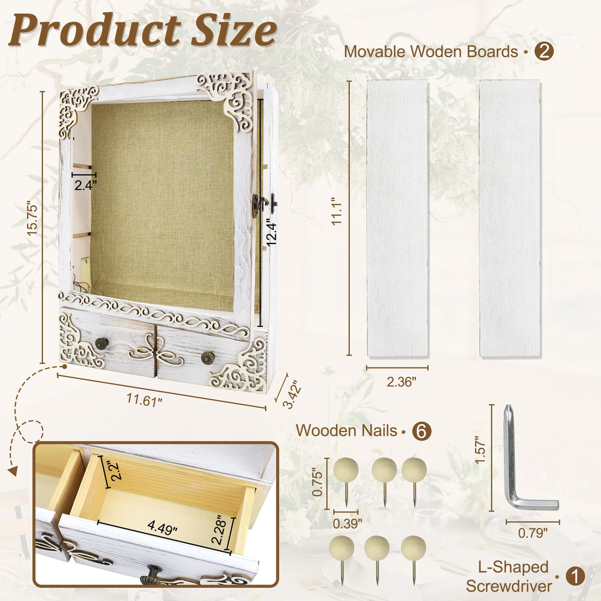 KWYADLUO display for wedding flowers and photos with organized layout