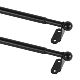 KXLIFE adjustable curtain rod two-pack in black with brackets for easy installation.