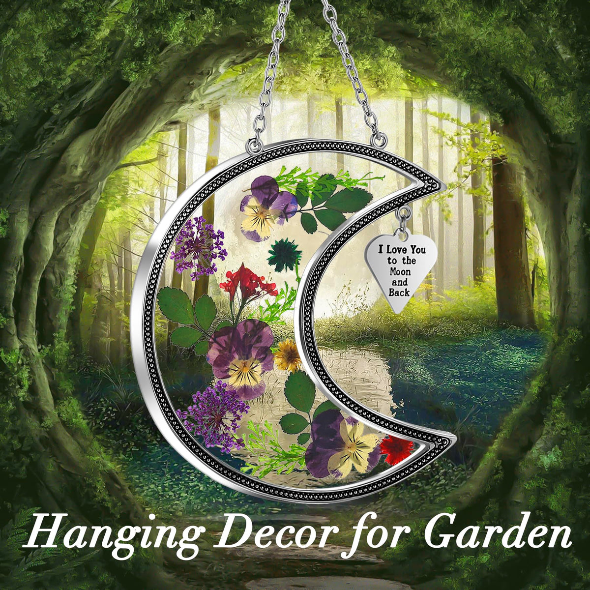 KY&BOSAM lavender pendants brighten the moon suncatcher's base for a soft glow