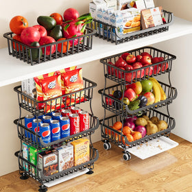 Kzeirm rolling pantry cart enables easy transport and organized storage.