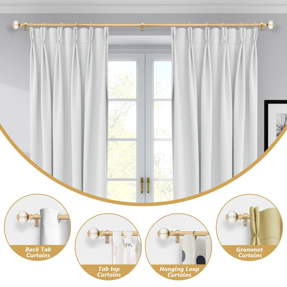 KZJKLIR heavy-duty 1-inch diameter rod supports heavy drapes