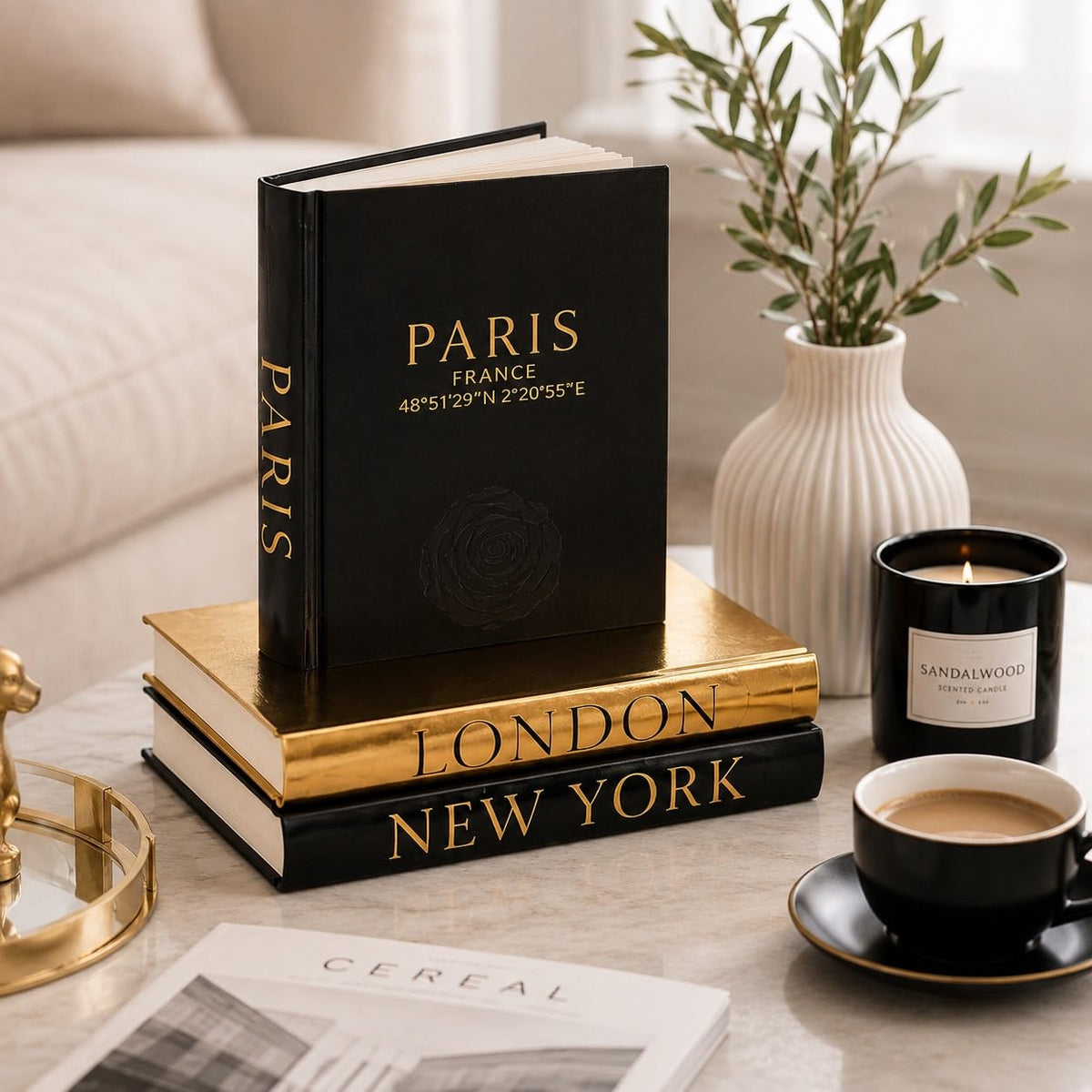 L’AMOUR HOME DECOR set of 3 decor books for chic display.