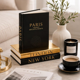 L’AMOUR HOME DECOR set of 3 decor books for chic display.
