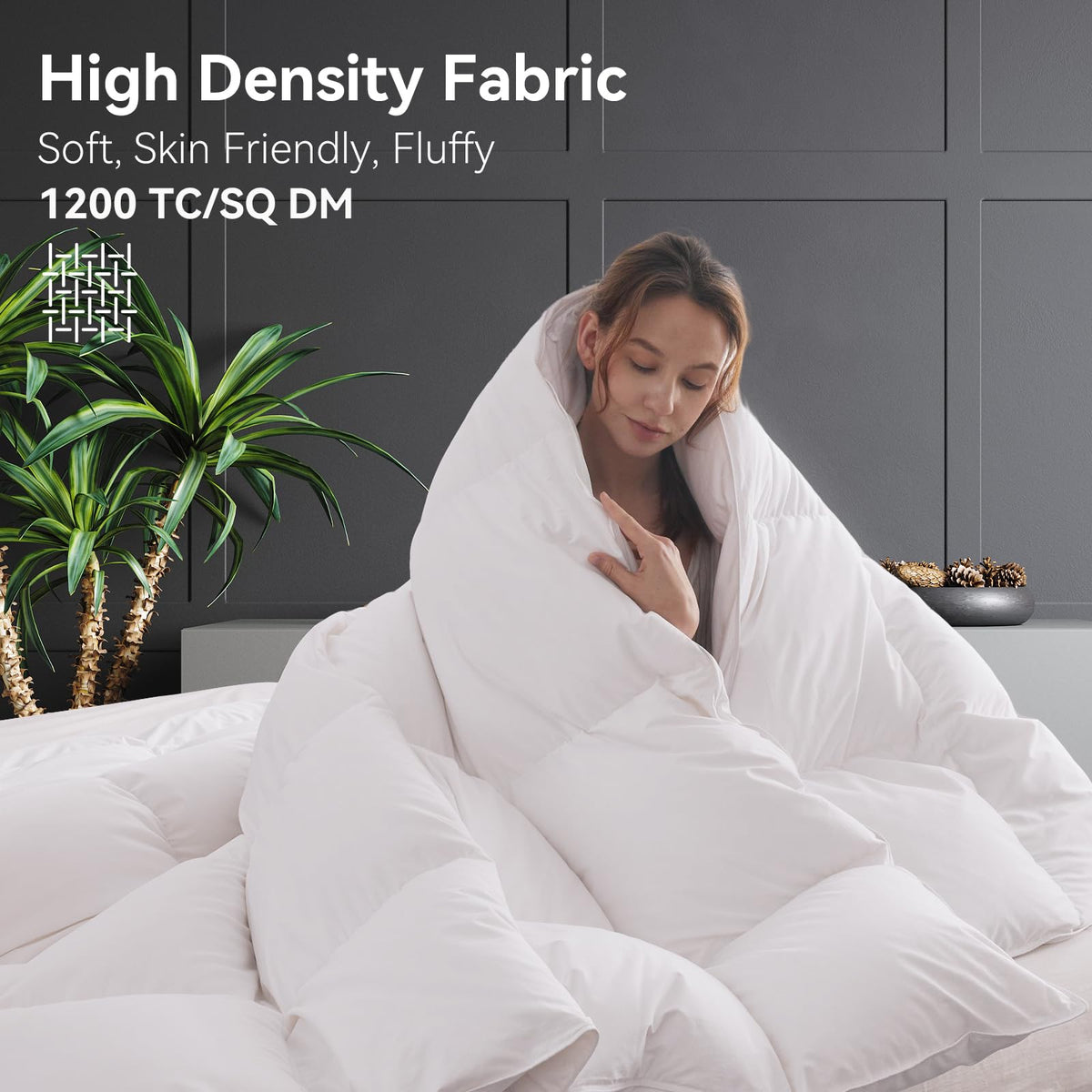 L LOVSOUL Goose Feather Down Fiber Comforter 8-tab corner detail for duvet attachment