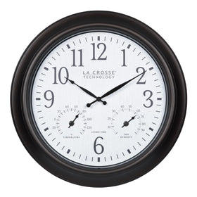 La Crosse 404-89027-INT clock frame showcases soft linen texture for premium appeal.
